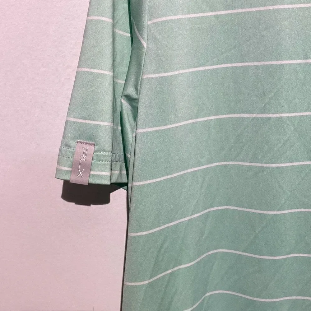 Ralph Lauren RLX Men's Green Stripe Short Sleeve Polo Shirt‎ Size Medium
